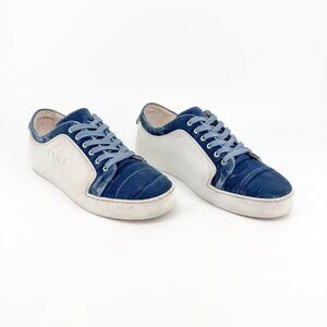 Chanel CC Rubber & Velvet Sneakers EU 38.5 US 7.5-8 Blue Low Top Logo Trainer